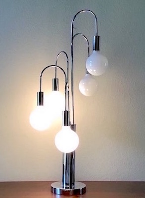 Mid Century Lamp Chrome and Globes