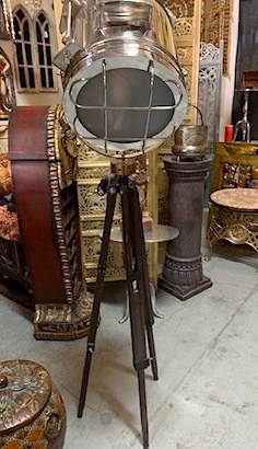 Floor Tripod Lamp Nautical Search Light With Wooden Stan