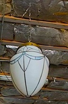 Vintage 1920s Opaline Pendant Swag Lamp