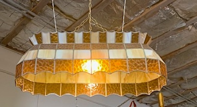 1970s Stained glass Swag Lamp