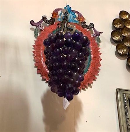 Vintage Glass Grapes Swag Purple Pendant Lamp Light