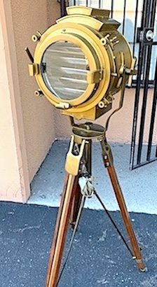 Vintage Style Hollywood Theater Searchlight Nautical Brass Color Floor Lamp 