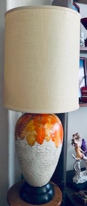Large Mid Century Drip Glaze Table Lamp