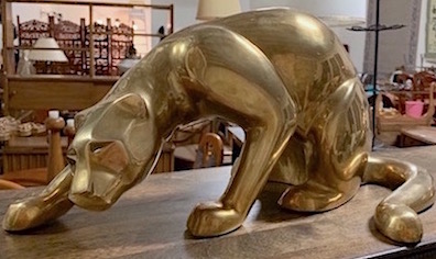 Large Brass Prowler Panther Figurine by Dolbi Cashier
