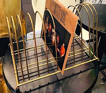 MCM Tabletop Record LP Vinyl, 45s Rack Holder Metal Gold Tone