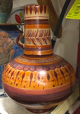 Vintage Mexican Water Pitcher Jug with Cup