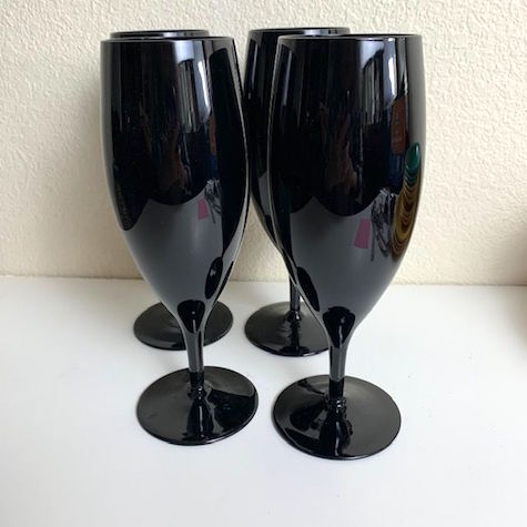 Mikasa Elegance Midnight Black Ice Tea Water Goblets Set of 4  