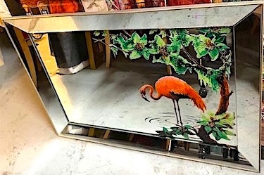 Vintage Mid-Century Retro Flamingo Mirror Wall Hanging by Turner