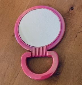 Hand held Pink Vanity Small Mirror