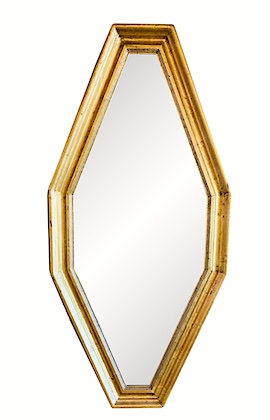 Hollywood Regency Octagonal Wall Gold Mirror