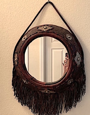 Marrakech Fringed Leather Round Mirror