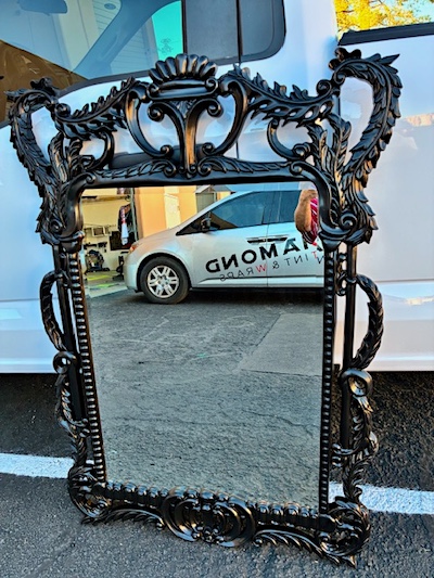 Vintage Chinoiserie Black and Gold Mirror