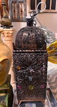 Multi Colored Jewels Metal Light Plug in Lantern