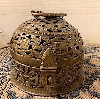 Decorative Round Anglo-Indian Brass Pierced Box