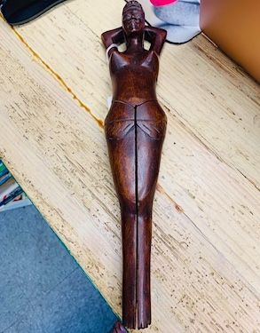 MCM Large Mahogany Figural Nude Women Nut Cracker