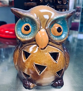 Vintage 1970s Ceramic Owl Tea Light Candle Holder