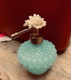 Vintage Hobnail Jadeite Perfume Atomizer Glass Bottle - I.W. Rice Company.