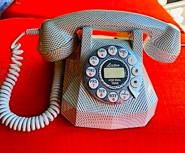Vintage 1990s Telephone Mod Gray Checker Push Button