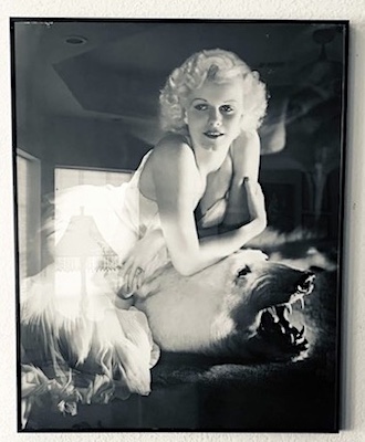 ean Harlow on Polar Bear Rug, Framed Print