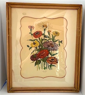 Vintage 1940s Framed Lithograph Art Print 