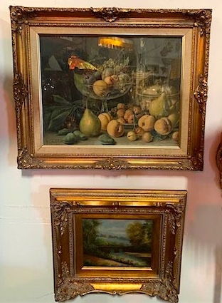 Fruit Bowl & Landscape Gold Framed Pictures