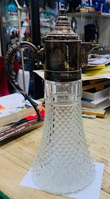 Vintage Glass Claret with Ornate Silverplate Handle Decanter