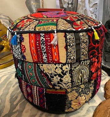 Bohemian Colorful Patchwork Circular 18 Pouf