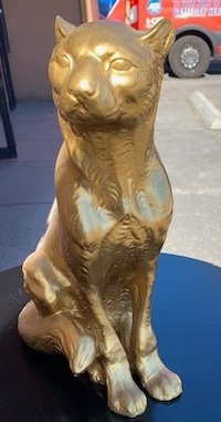 Vintage Large Sitting Gold Puma Ceramic Statue