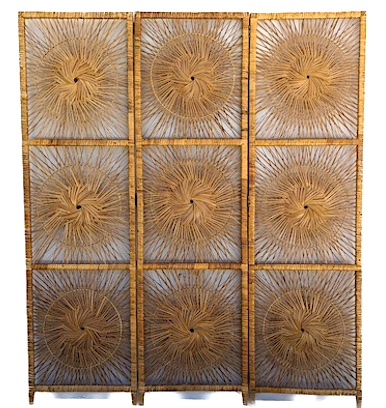 Mid Century Modern Rattan Sunburst Backdrop