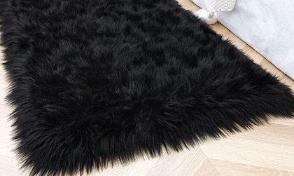 Faux Fur Black Lambskin Rug