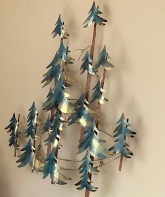MCM Pine Forest Wall Sculpture Metal Art Piece by Curtis Jere