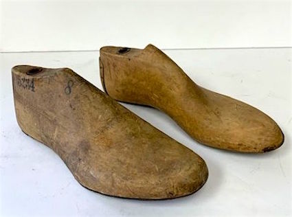 1920s Primitive Carved Wood Metal Shoe Forms
