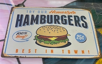 Hamburger Metal Sign