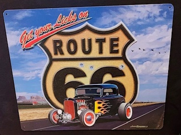 Route US 66 and Roadster Tin Sign