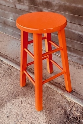 Orange Wood Stool
