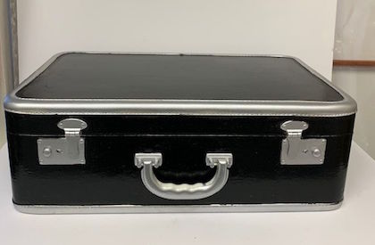 Vintage Small Black w Silver Trim Suitcase