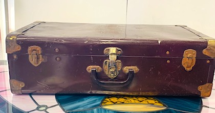 Vintage Brown Metal Distress Suitcase