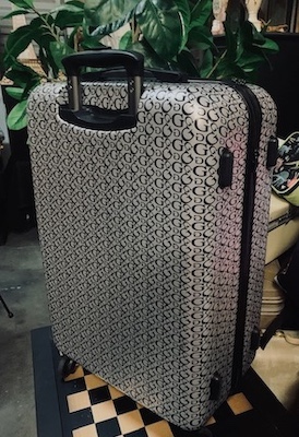 Contemporary Guess Silver and Black Suitcase