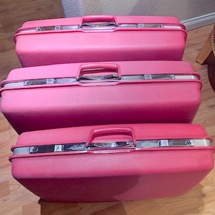 Vintage Hot Pink Suitcase Set