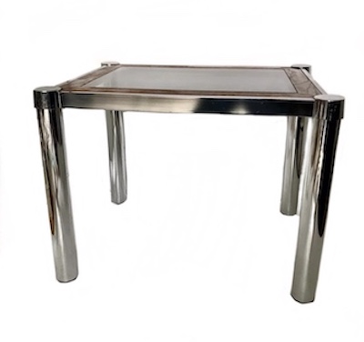Mirrored Side Oval Table Polished Nickel