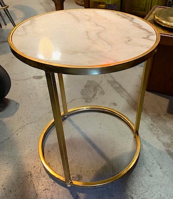 Faux Marble and Gold Side Table
