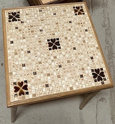 Mid Century Mosaic Tile Top Side Walnut Table