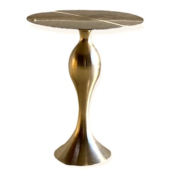 Gold-finish Cage Round Shape Accent/Side Table