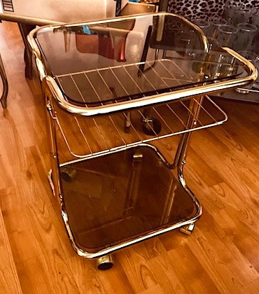 1980s Morex Two Tier Rolling Trolley Side Table