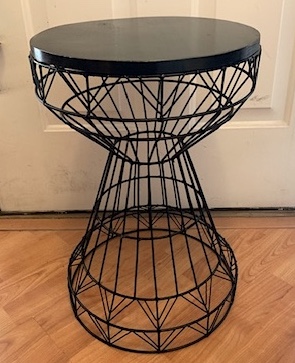 Wire and Wooden Top Side Table