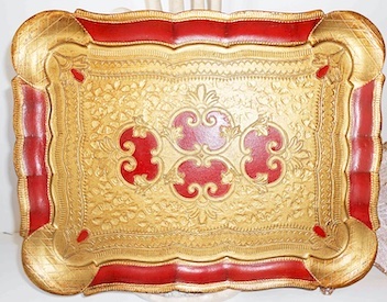 Florentine Gold and Red Tray