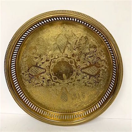 Round Brass Filigree Tray