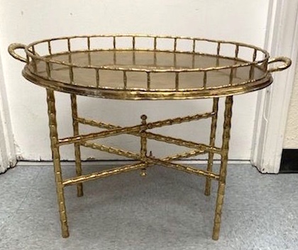 Mid Century Modern Brass Bamboo Folding Tray Table