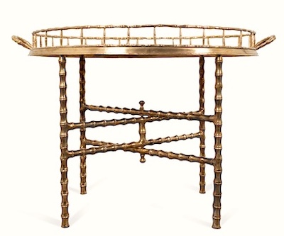 Mid Century Modern Brass Bamboo Folding Tray Table