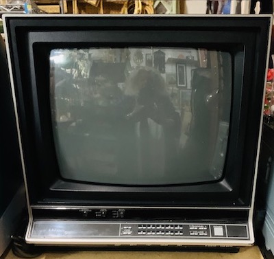 Vintage 1980s LX1 Television with Faux Wood border=